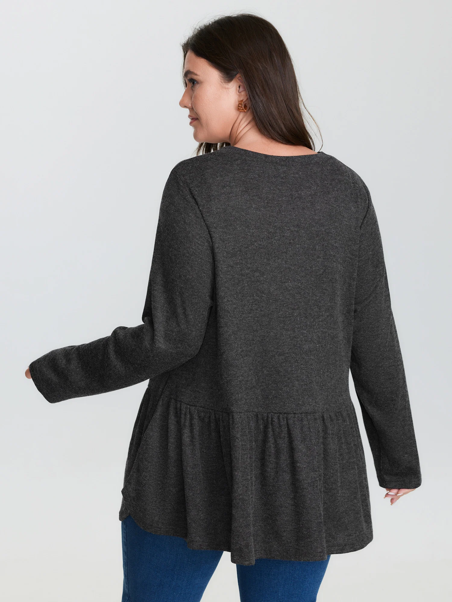 Textured Ruffled Hem Button Kimono - Image 7