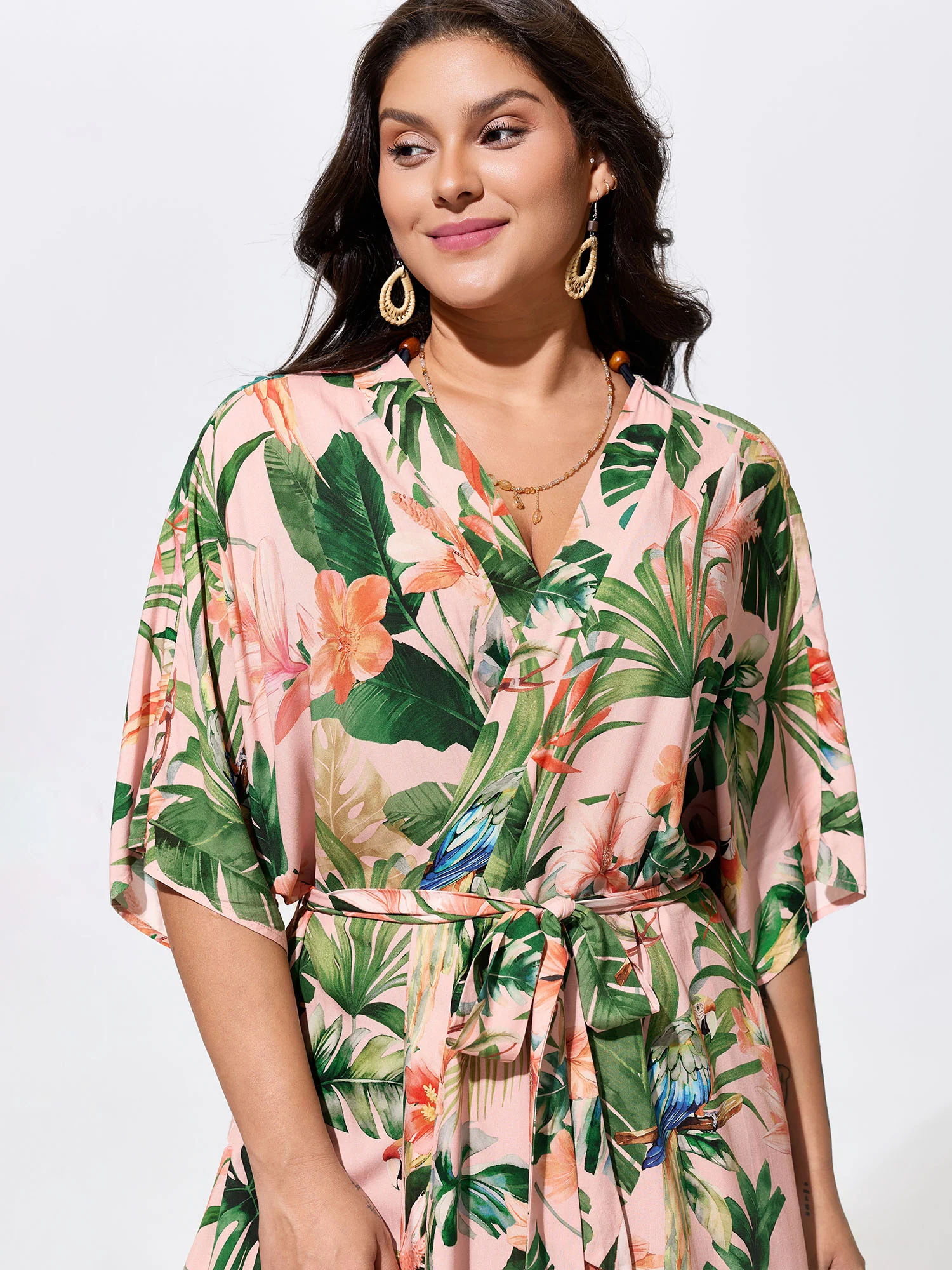 Tropical Escape Waist Tie Kimono - Image 3