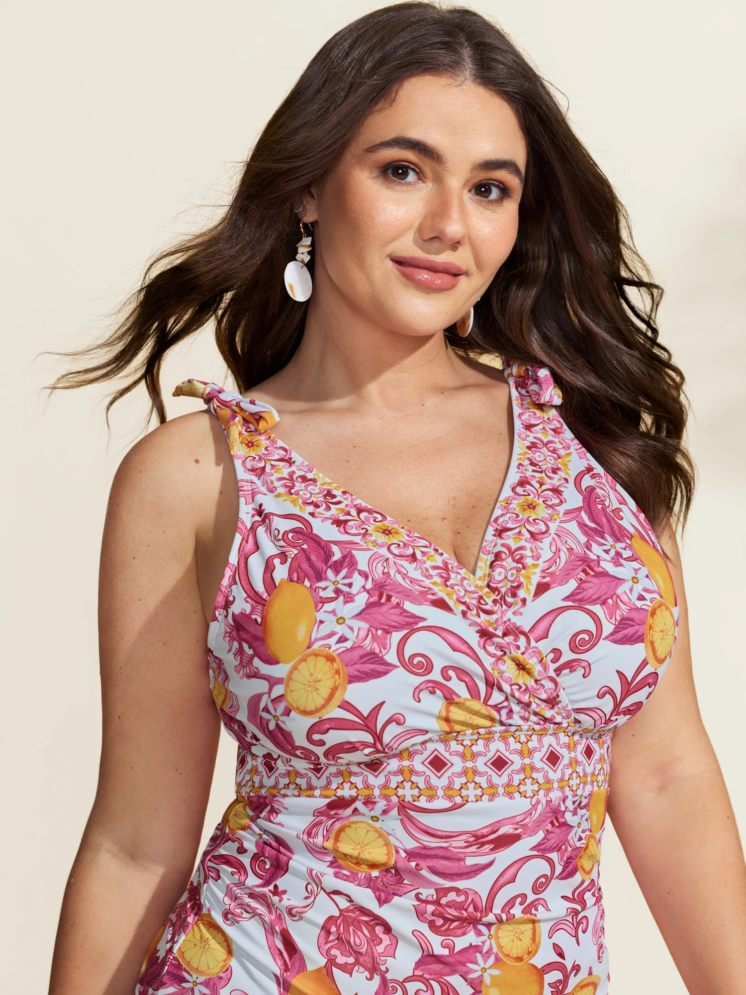 Two-Piece Citrus Print Sarong Swimsuit - Image 21