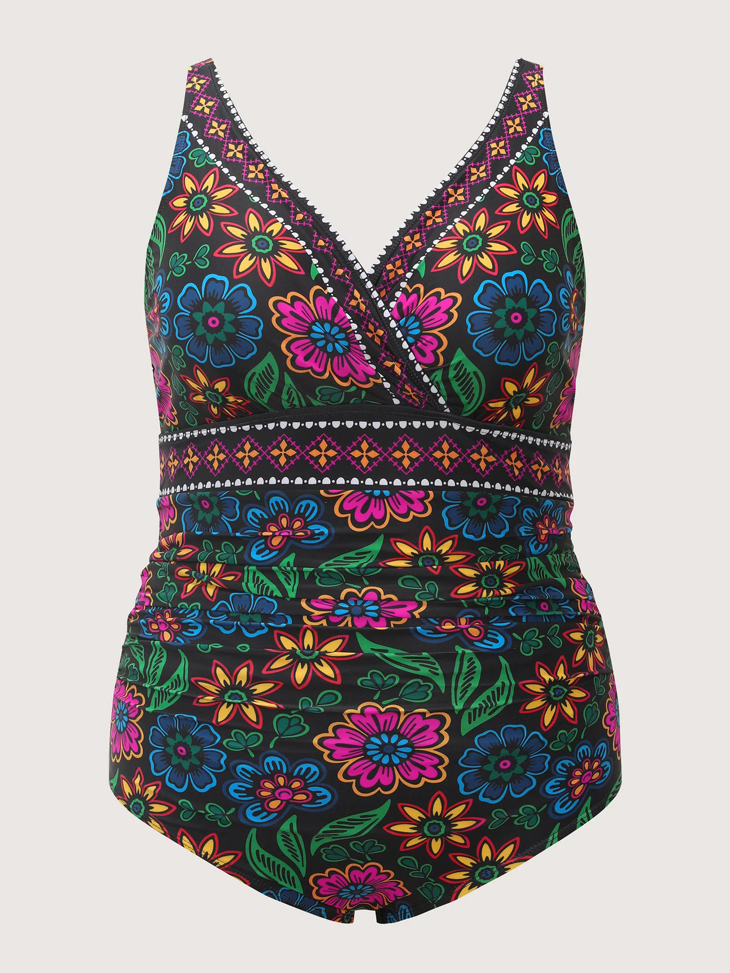 Two-Piece Sarong Floral Print One-Piece Swimsuit - Image 10