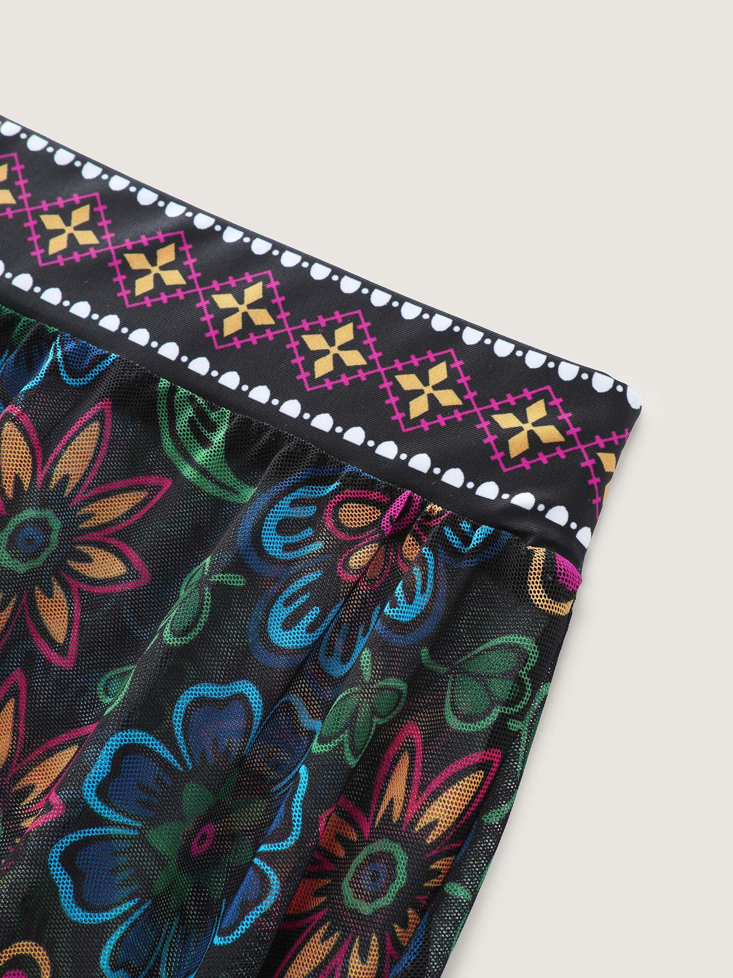 Two-Piece Sarong Floral Print One-Piece Swimsuit - Image 7