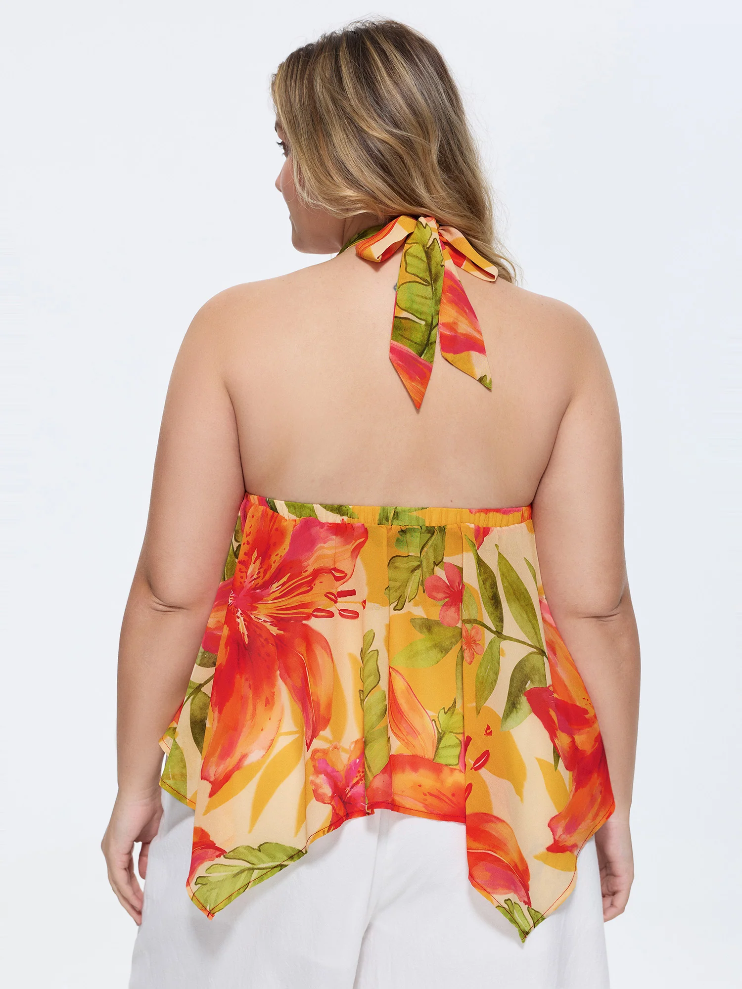 Vibrant Floral Print Handkerchief Hem Tank Top - Image 5