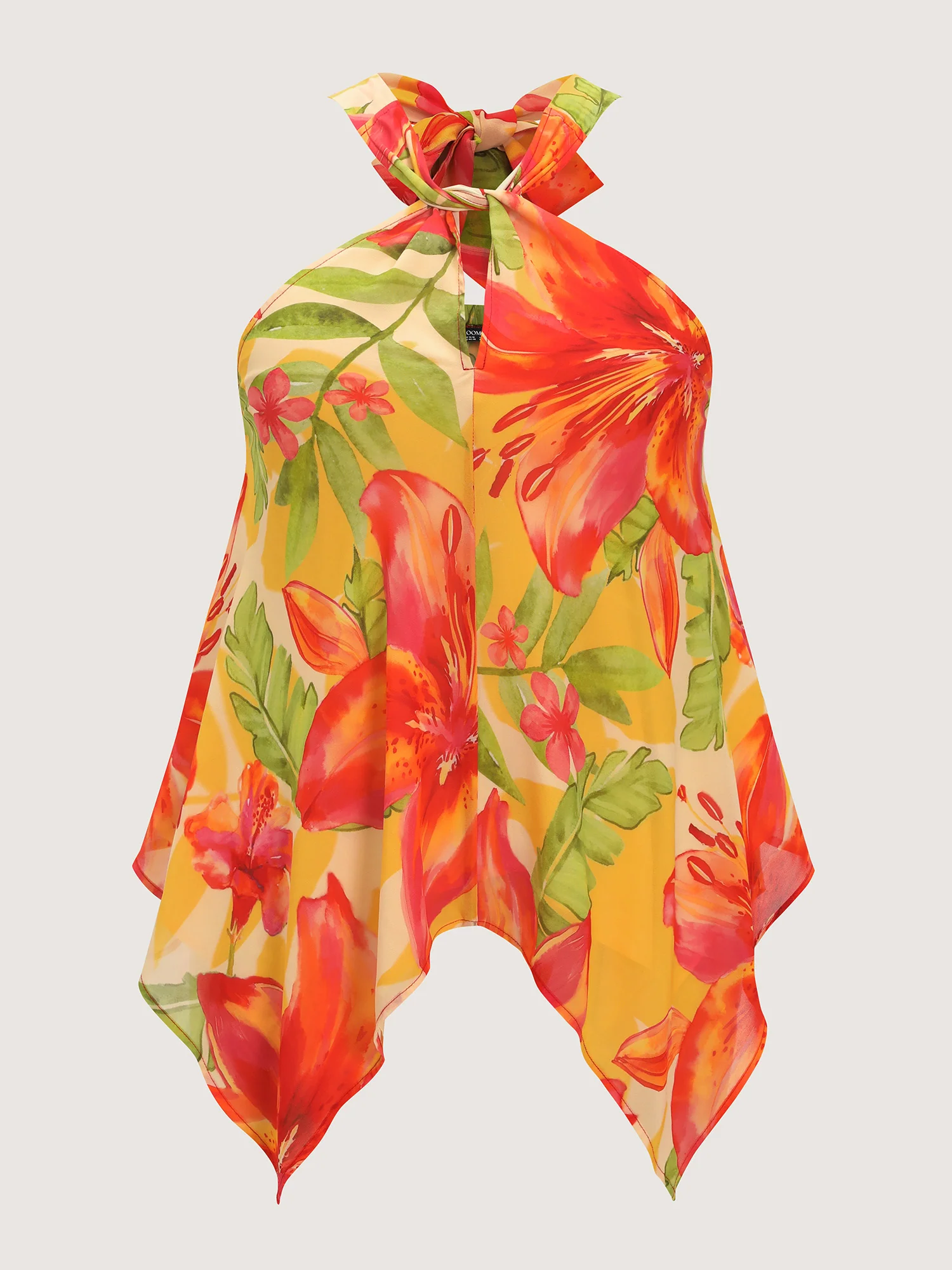 Vibrant Floral Print Handkerchief Hem Tank Top - Image 8