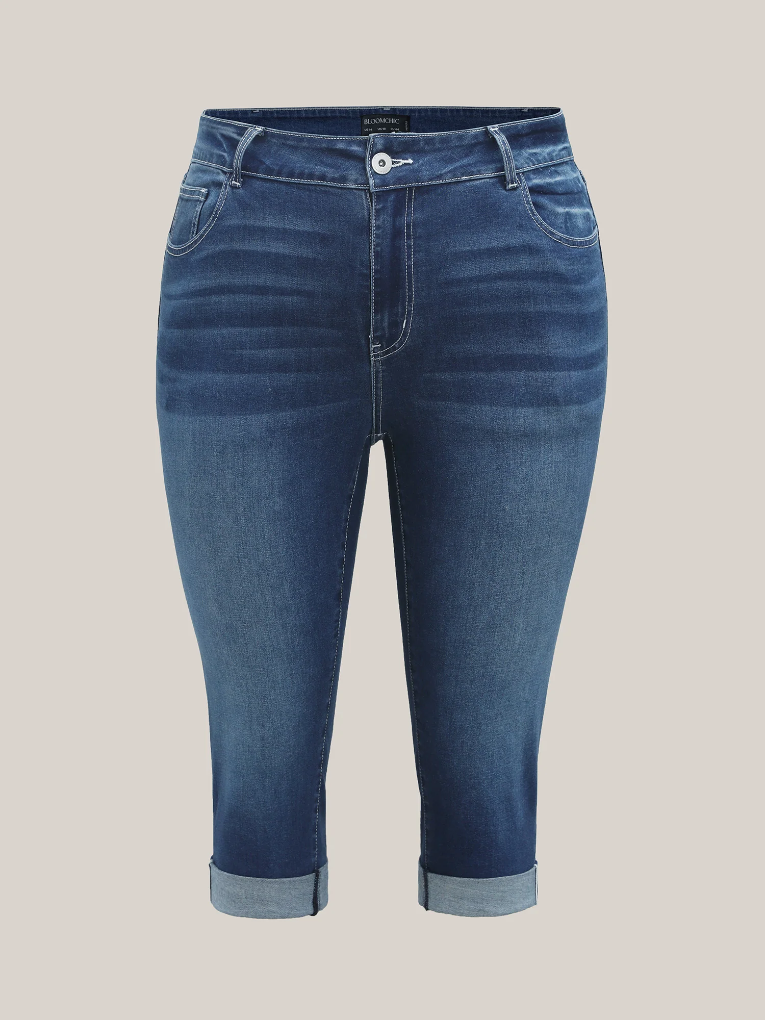 Folded Hem High-Rise Skinny-Fit Capri Jeans - Image 9